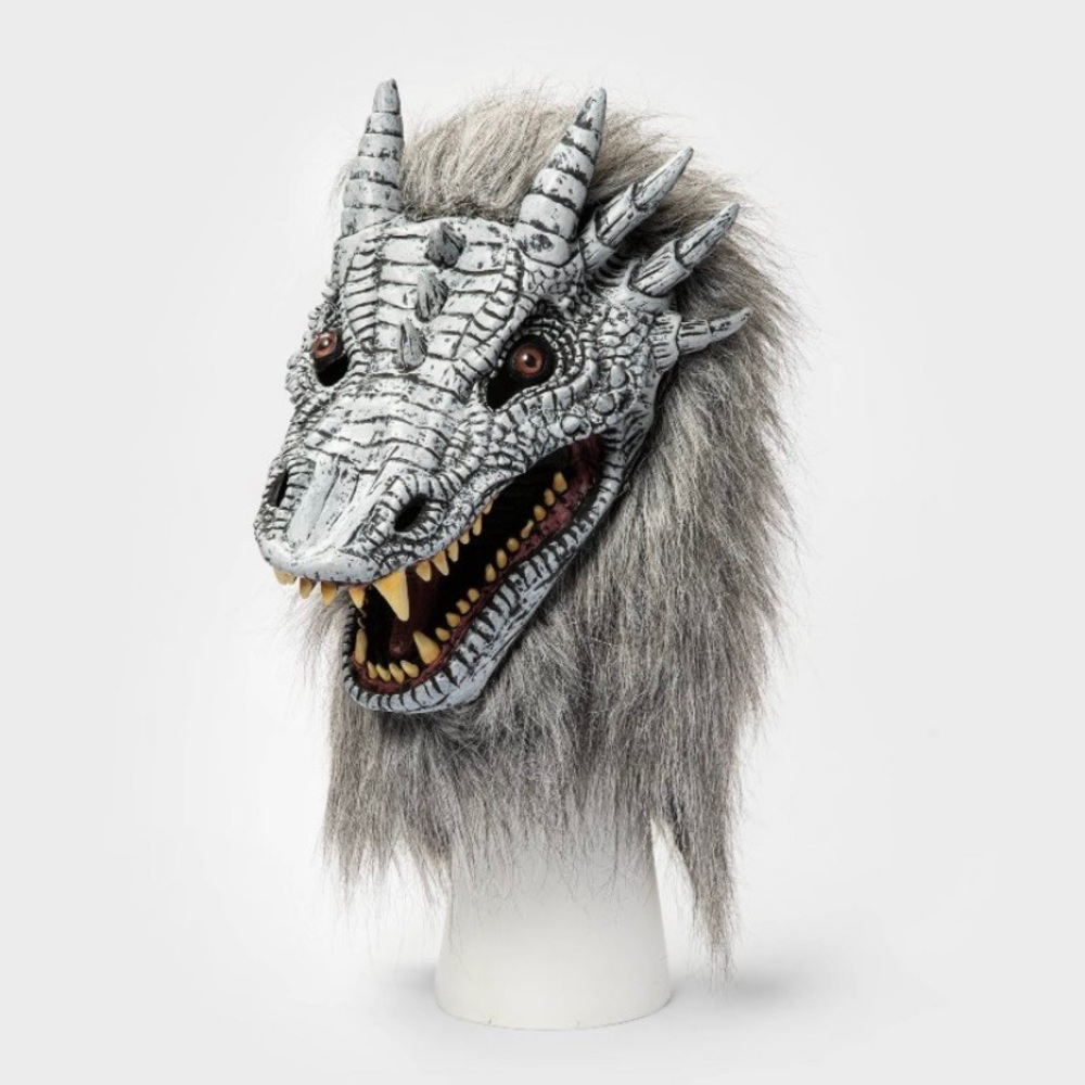 Gray Dragon Head Halloween Costume Mask - Kids